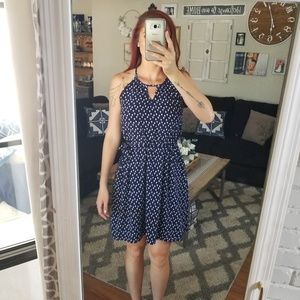 Navy and White Tulip Print Dress